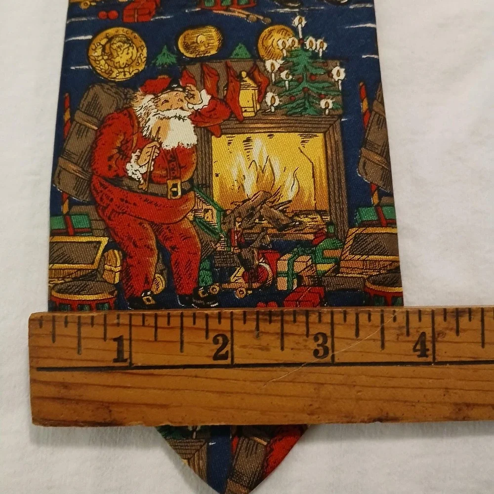 Robert Talbott For I‎ Magnin Tie Mens One Size Blue Silk Santa Christmas Holiday